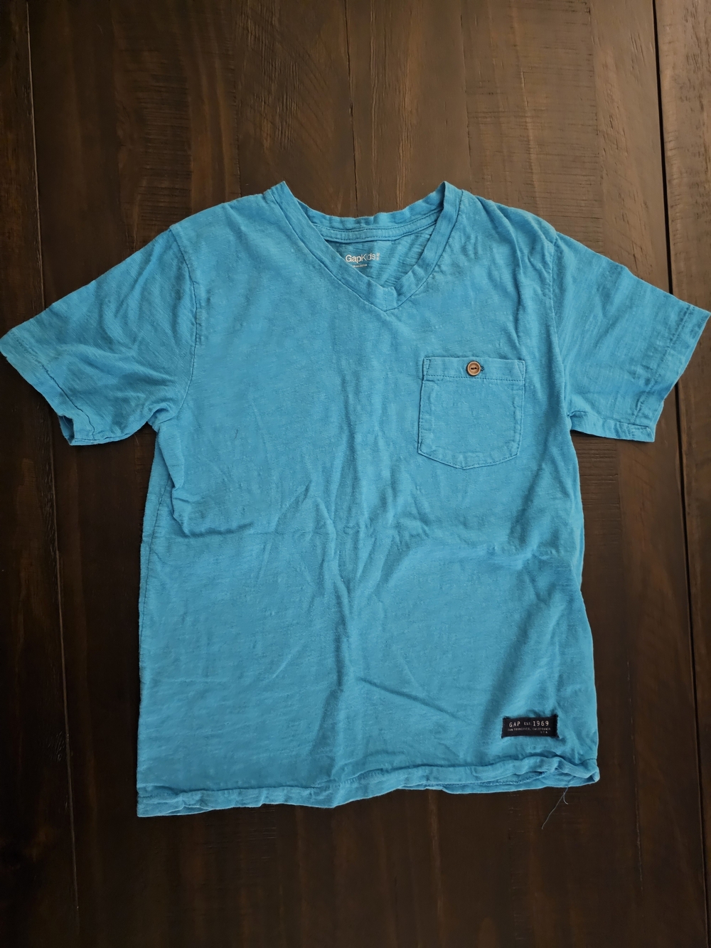GAP Bright Teal V-Neck Pocket Tee